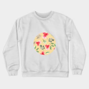 Pansies | Watercolor | Pattern | Yellow Crewneck Sweatshirt